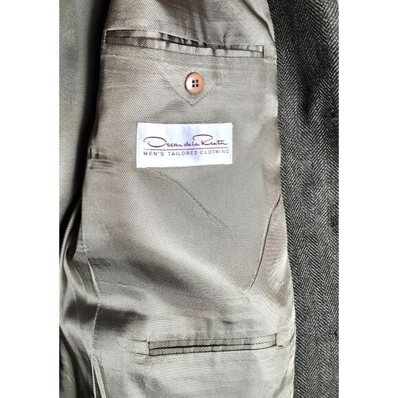 Oscar De La Renta Men's 100% Wool 3-Button 44R Vintage Sport Coat Dress Jacket - Picture 5 of 14